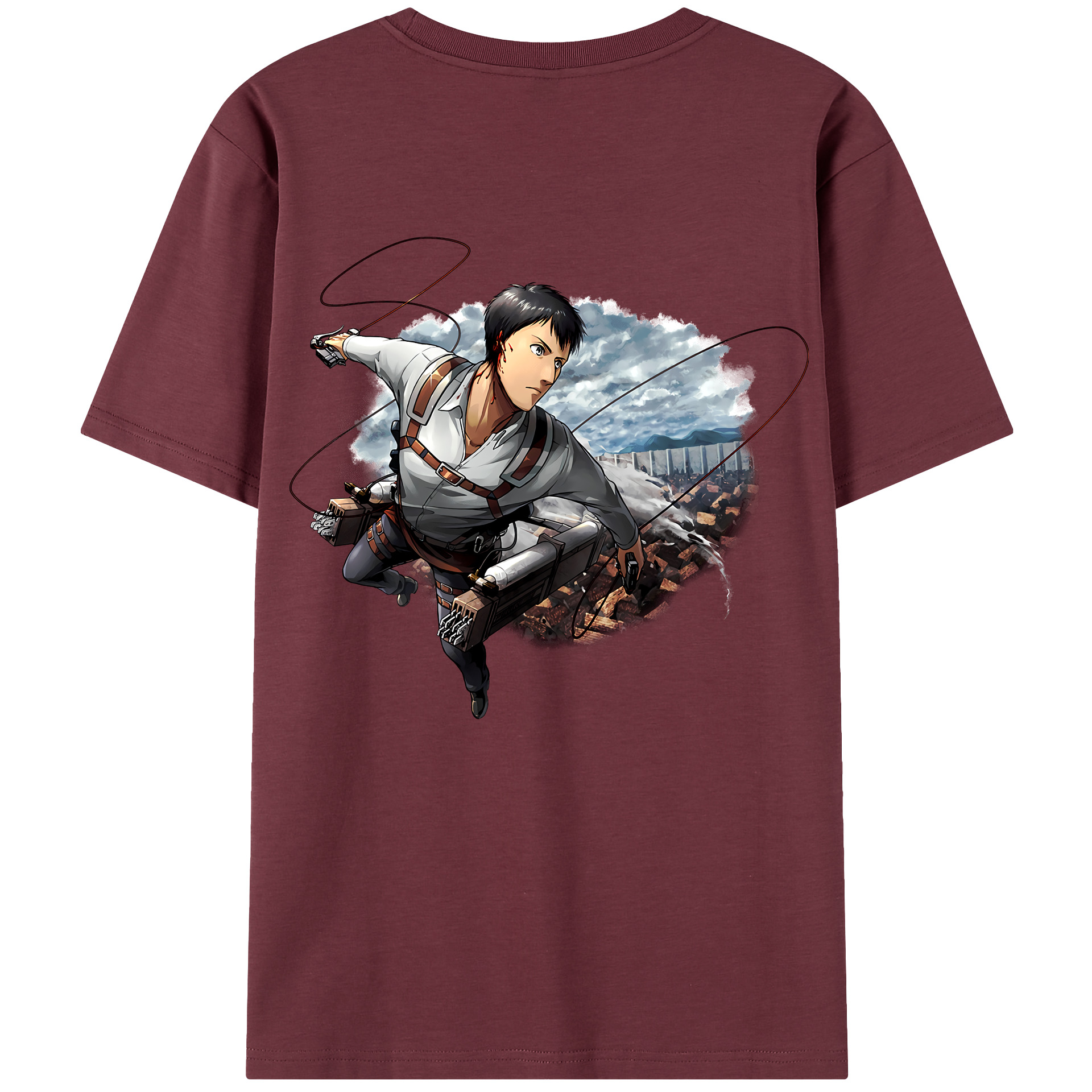 （画像用） 進撃の巨人 ベルトルト・フーバー Attack on Titan Bertholdt Hoover 綿100％半袖Tシャツ（背面プリント）
